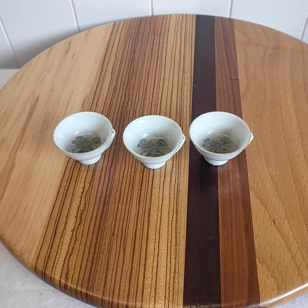 Vintage Japanese Porcelain Sake Tea Cups Set of 3